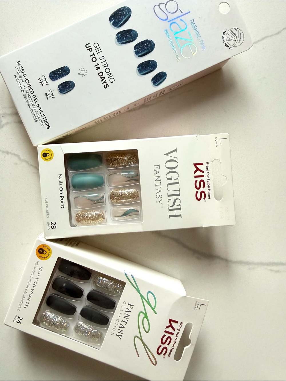 Kiss Blue Glitter Gel Nail bundle